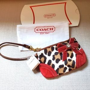 NWT ~ Vintage Coach Ocelot Wristlet w/Bow and Rhinestone Detail